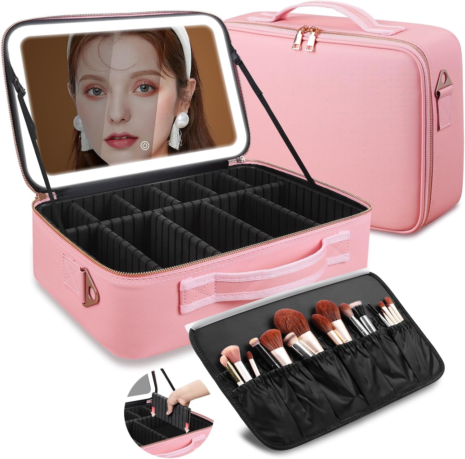 Travel Accessories Organizer Case - Большая косметичка 15''X11'' с LED-зеркалом и