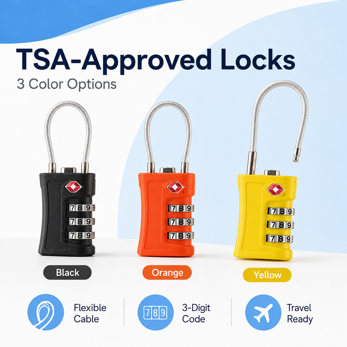 Замок для багажа, одобренный T – обзор и цена Cable Lock Combination
