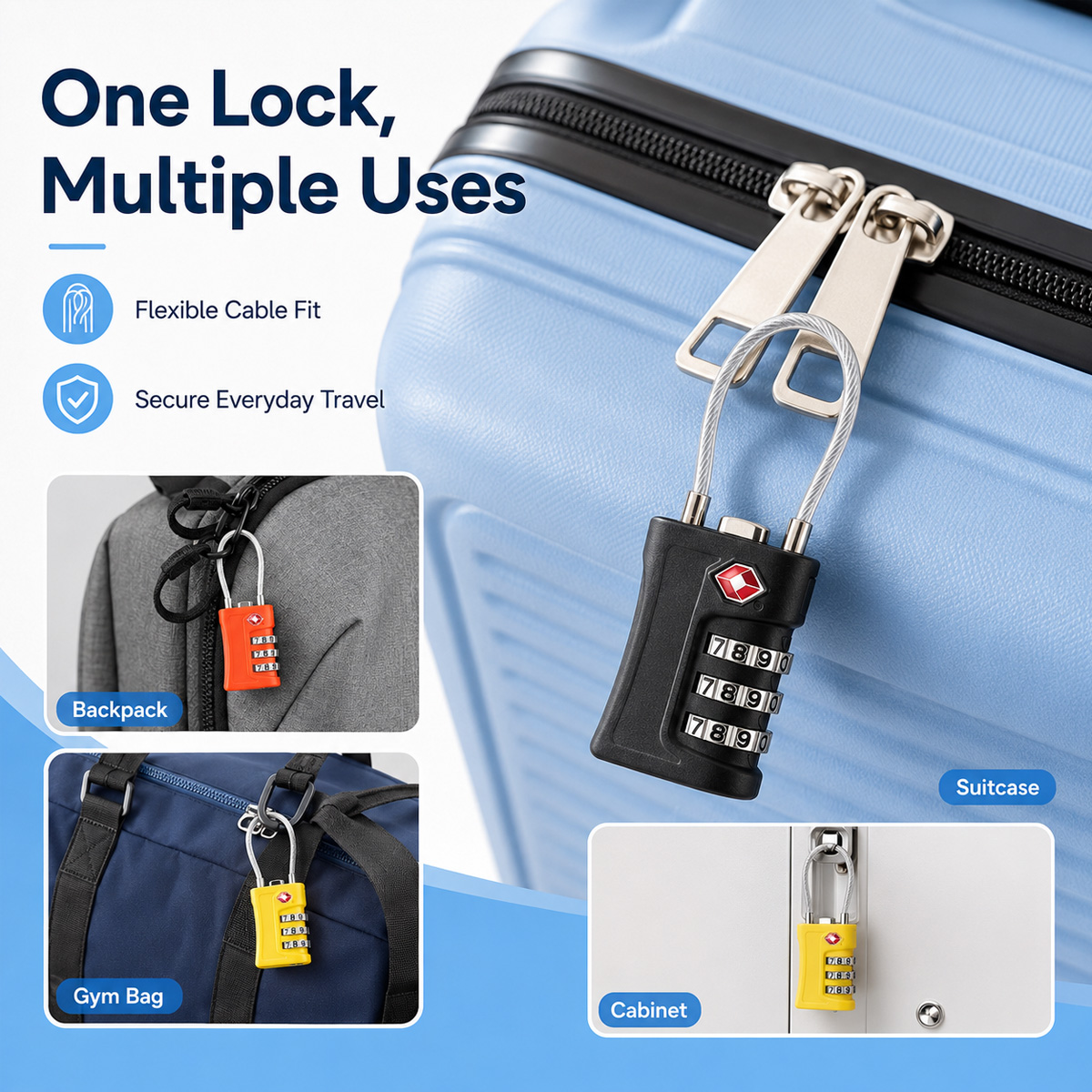 Замок для багажа, одобренный T – обзор и цена Cable Lock Combination