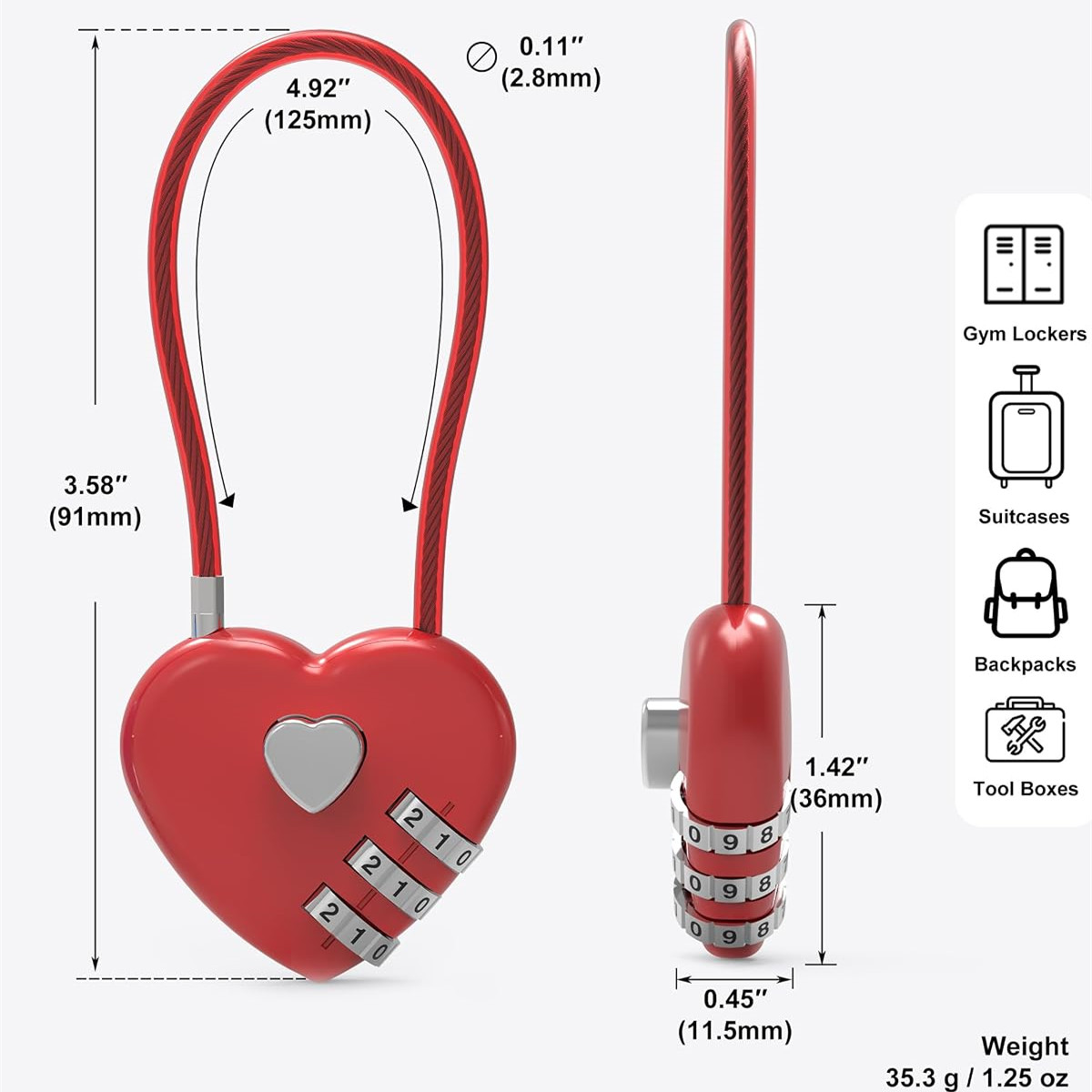 Розовый 3-значный кодовый замо – обзор и цена Cable Lock Combination